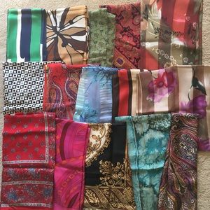Lot of 15 silk and polyester scarves